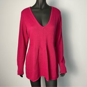 Calvin Klein / pink v neck knit sweater top